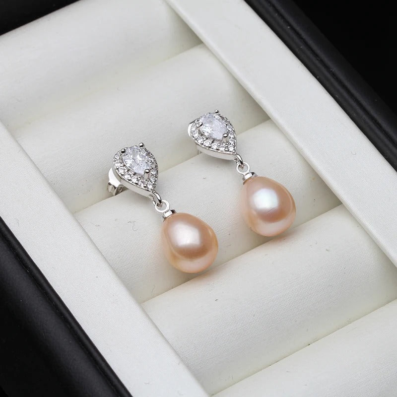 Vintage 925 Sterling Silver Freshwater Pearl Earrings – Elegant Bridal & Gift Jewelry for Women