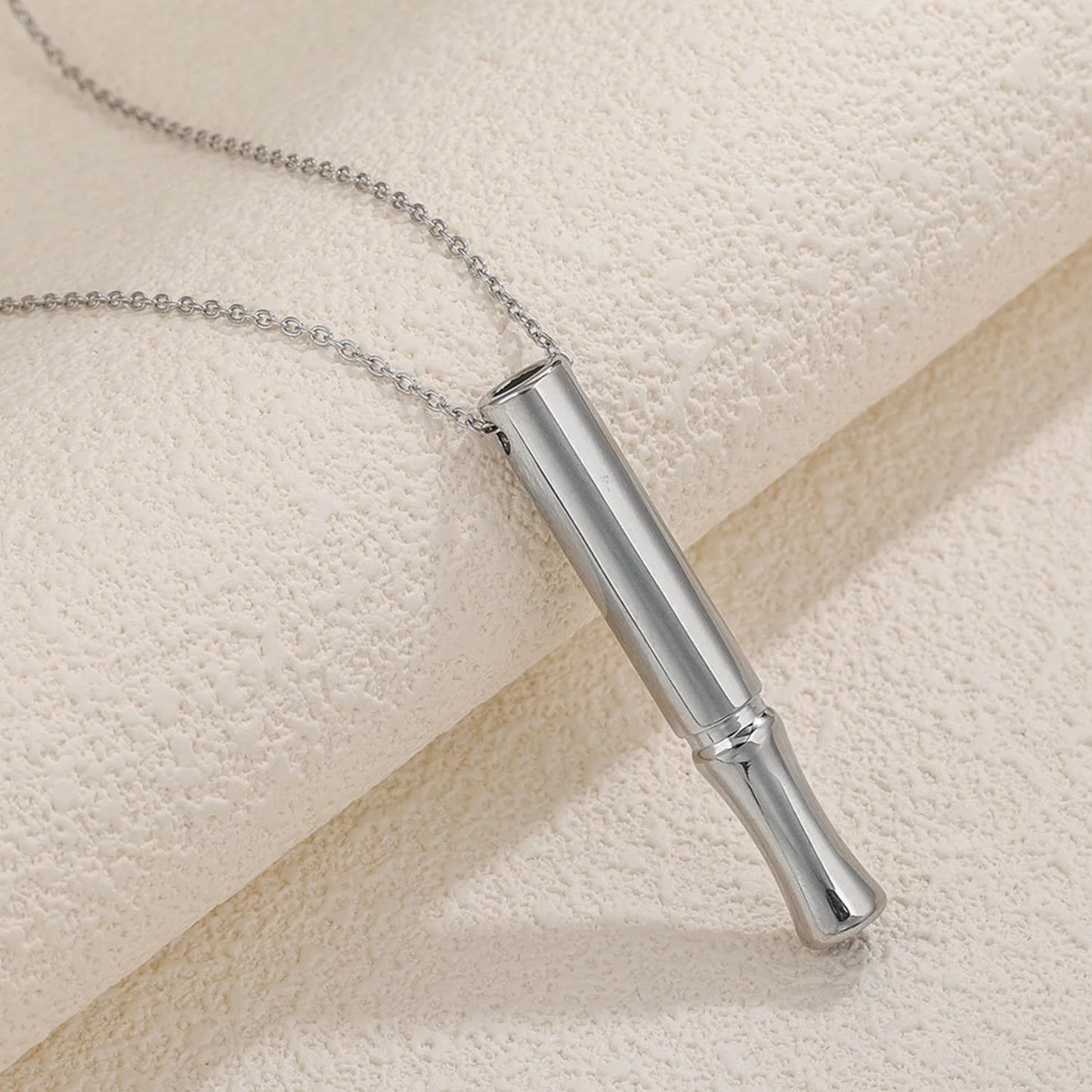 Breathwork Meditation Mindfulness Breathing Anti Smoking Necklace Stainless Steel Whistle Anxiety Relief Jewelry
