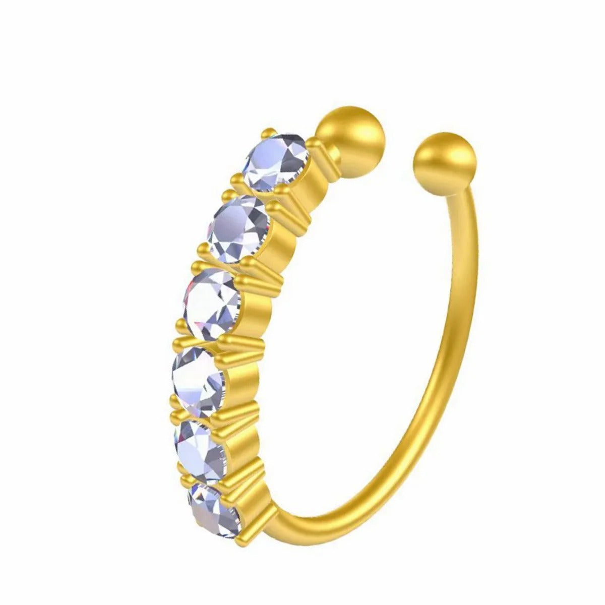 Fashion Single-row Miniature Zircon Nose Rings for Women Fine Drill Exquisite with Drill Opening Fake Nose Piercing Jewelry