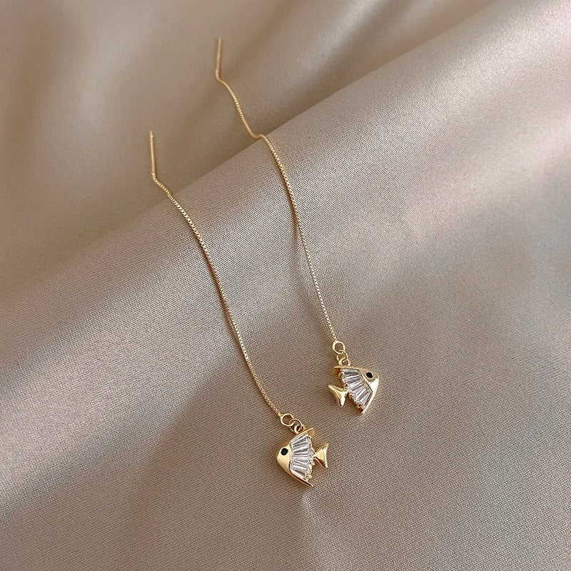 Simple Square Drop Earring For Women Korean Fashion Gold-color Line Long Tassel Dangle Earrings Party Jewelry Gift