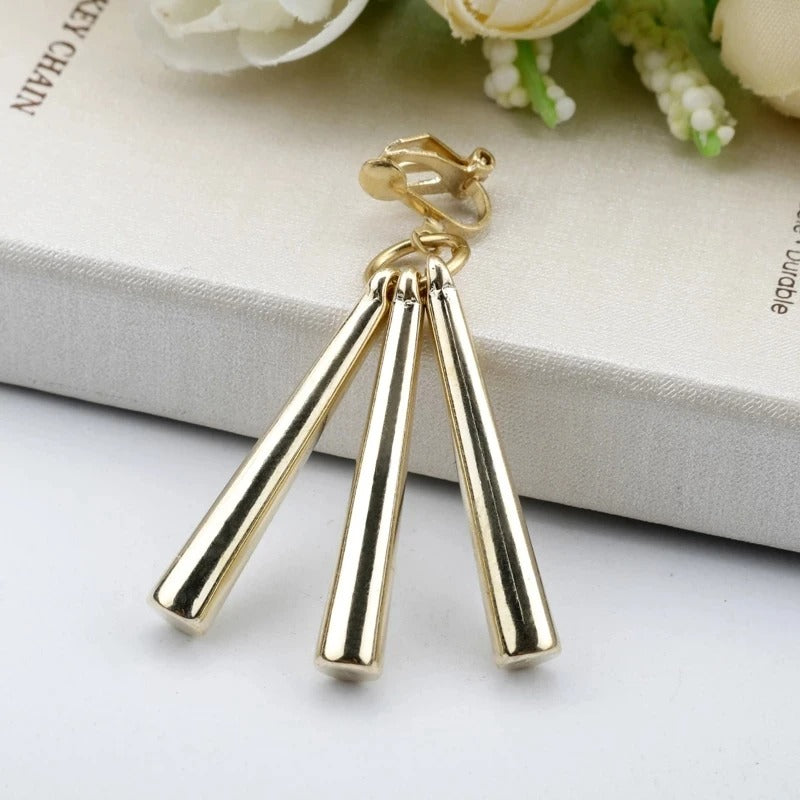 3PCS Gold Geometric Non-Pierced Earrings Women Hip Hop Jewelry