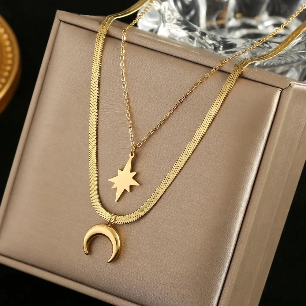 Stainless Steel New Fashion High-end Jewelry Rhombus Zircon Charm Chain Necklace Necklace Pendant for Women