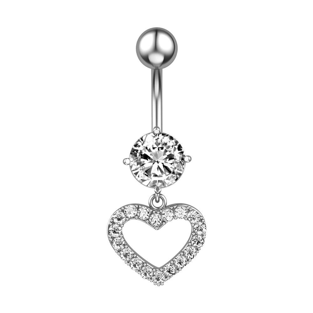 Animal Heart Dangle Belly Button Rings Surgical Steel Curved Navel Barbell Ring Body Jewelry Piercing for Women Girl