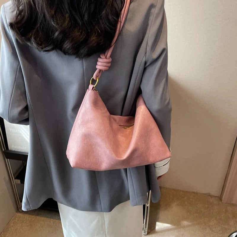 High-End Soft Leather Women’s Geometric Shoulder Crossbody Bag