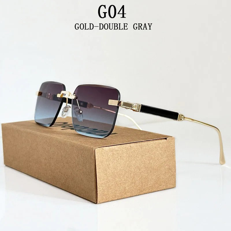 Square Rimless Vintage Sunglasses for Men and Women