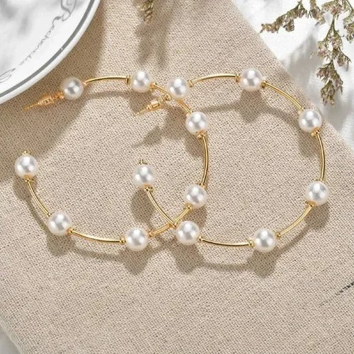 Women's Pearl Petal Ball Earrings Fashion Trend Long Flower Ball Earrings Ear Buckle Party Holiday Jewelry Gifts