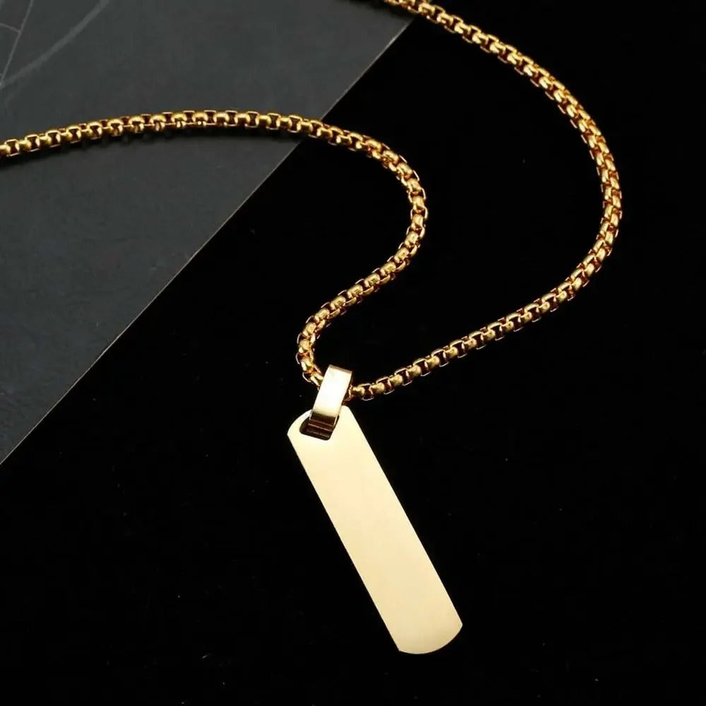 Simple Trendy Men Rectangle Bar Geometric Pendant Necklace Fashion Jewelry Decoration Accessories