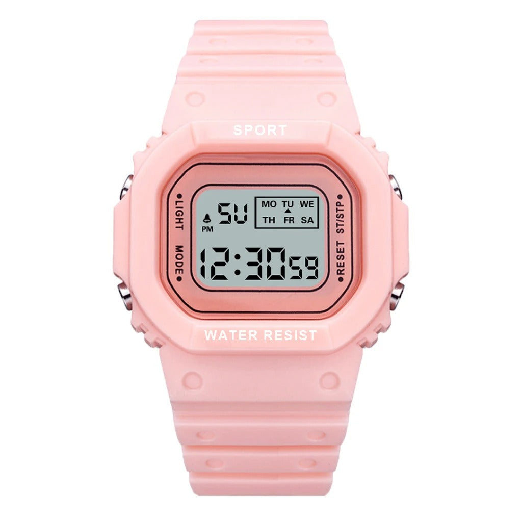 Sports Watch Girls Student LED Electronic Watch Colorful Women Square Digital Watches Waterproof Rubber Clock