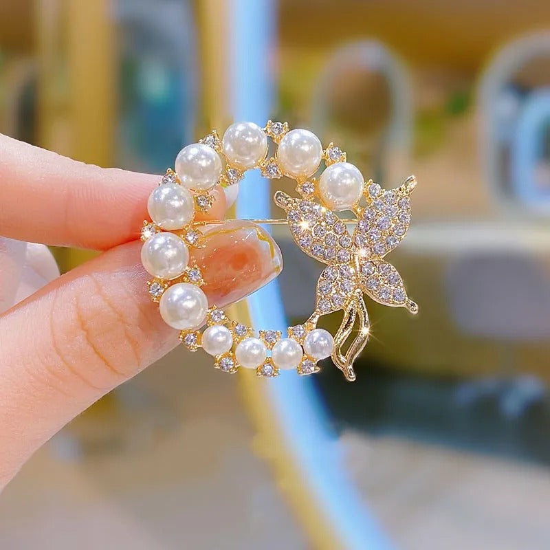 Fashion Green Yellow Leaves Flower Bouquet Wheat Ear Brooch for Women Creative Rhinestone Pin Suit Clothing Jewelry Accessories