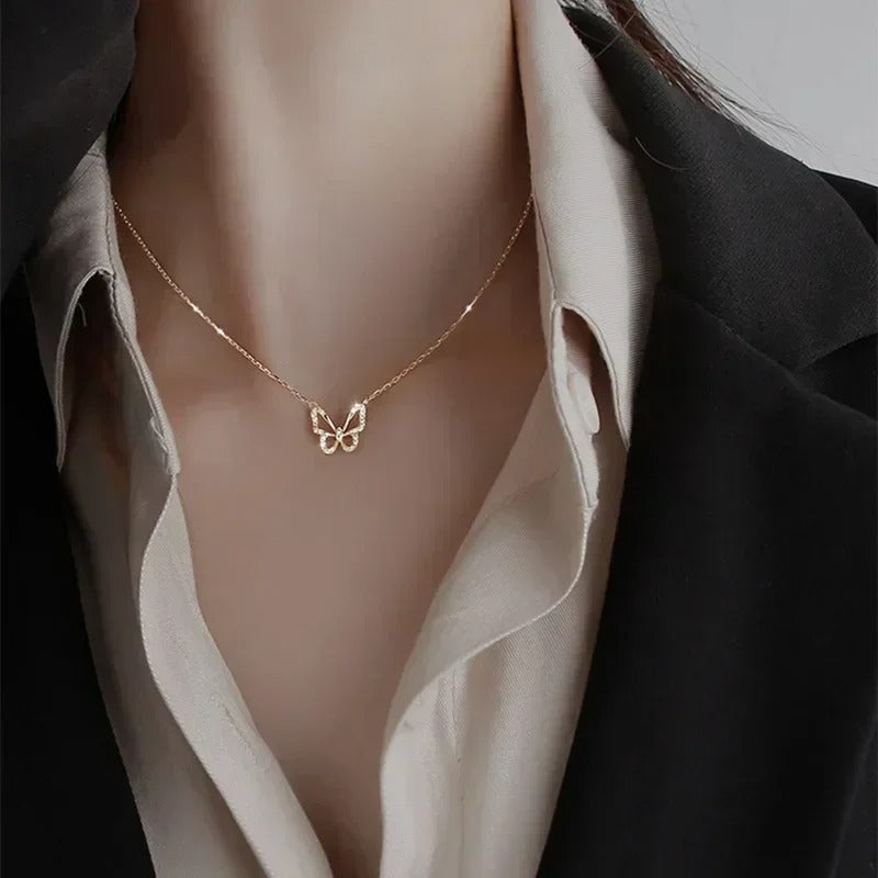 Silver Butterfly Pendant Necklace Trendy Women’s Jewelry