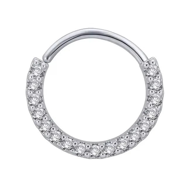 Cubic Zircon Fake Nose Ring for Women Stainless Steel Round Cartilage Tragus Helix Ear Nose Piercing Falso Nariz Body Jewelry