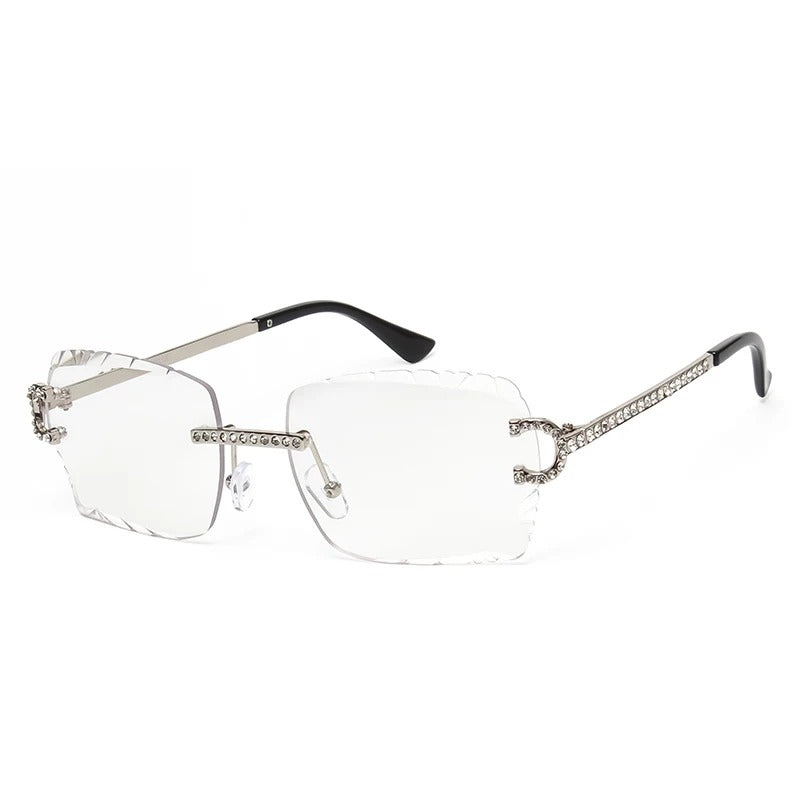 Rimless Diamond Square Sunglasses for Women UV400