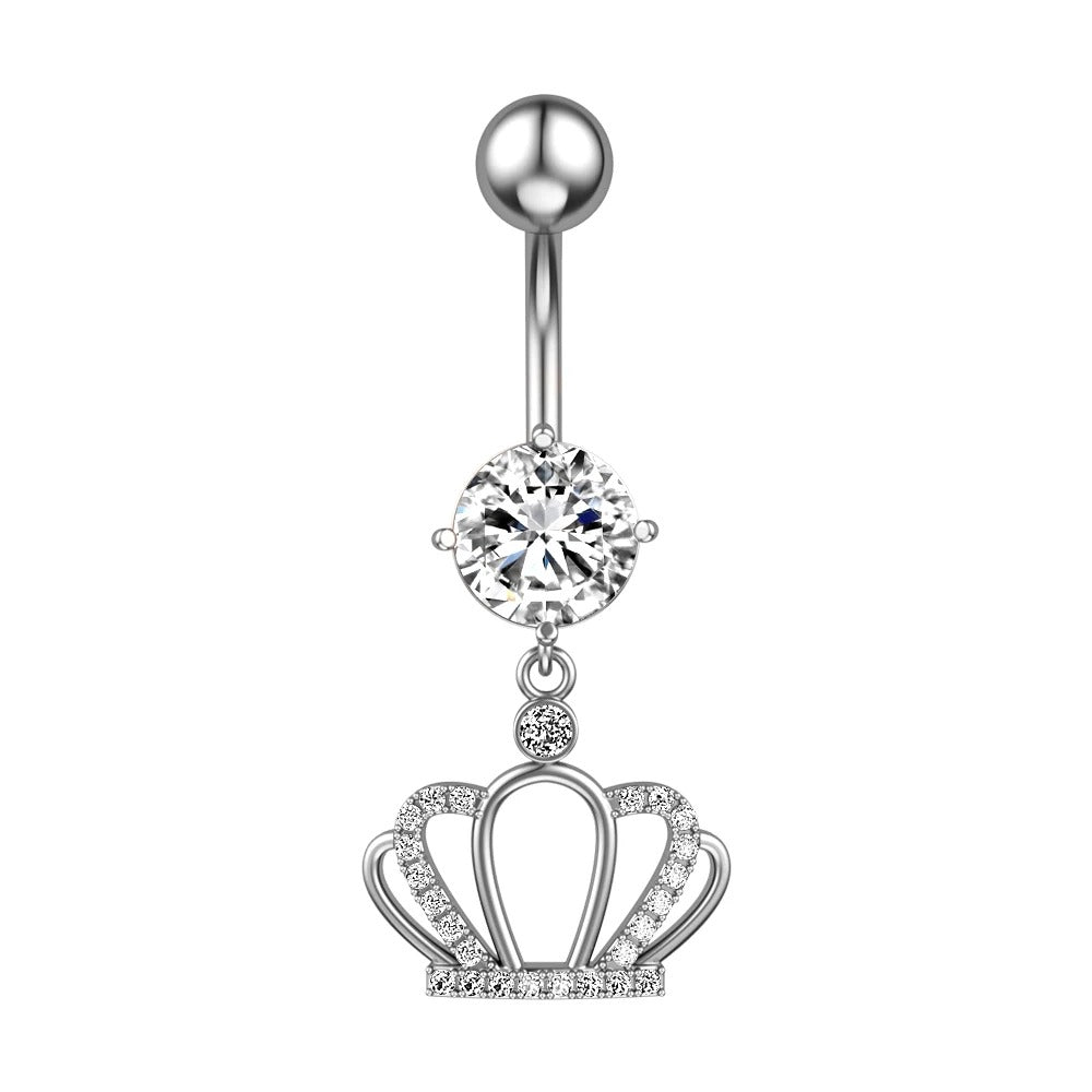 Animal Heart Dangle Belly Button Rings Surgical Steel Curved Navel Barbell Ring Body Jewelry Piercing for Women Girl