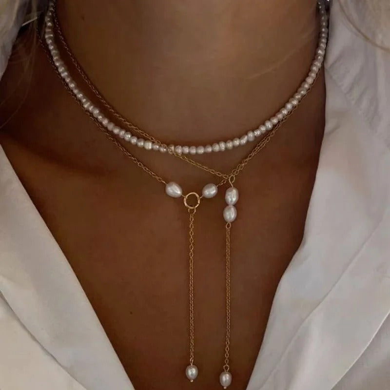 Elegant Jewelry Shell Heart Pendant Necklace Irregular Imitation Pearl Chain Unique Women Valentine's Fashion Necklace.