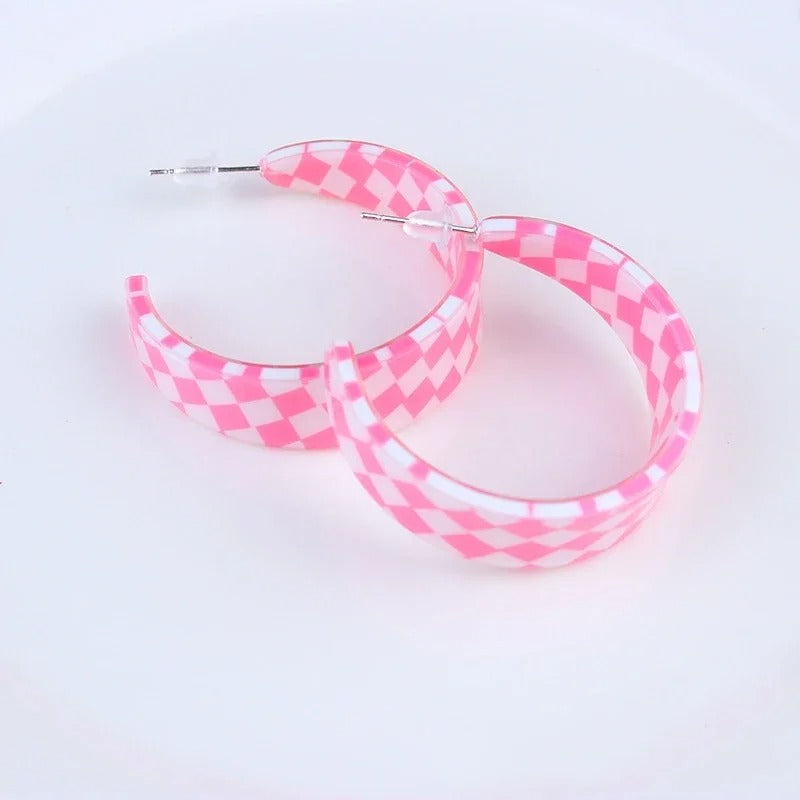 Leopard Acrylic Hoop Earrings Retro C-Shaped Twist Design
