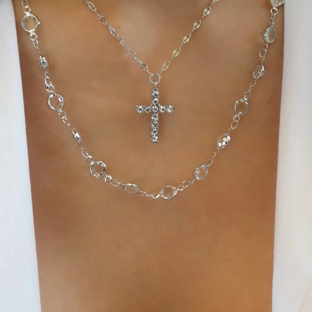 Rainbow Crystal Gemstone Retro Choker Colored Zircon Necklace For Women Simple Clavicle Chain Jewelry Fashion Wear Accessories