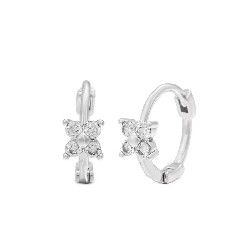 Europe Double Layered Zircon Hoop Earrings For Women Gold Silver Color Personality Punk Earring Party Jewelry Gifts