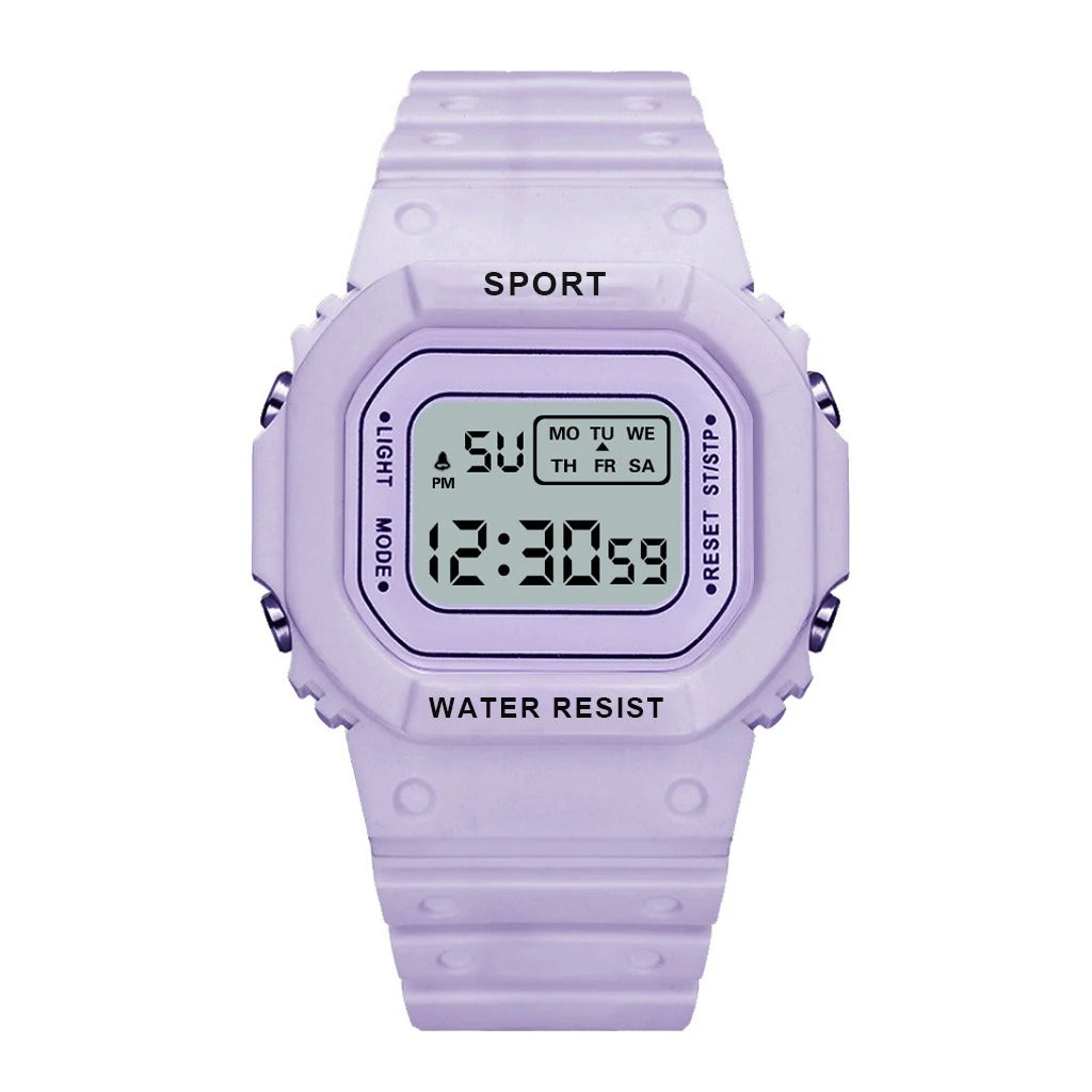 Sports Watch Girls Student LED Electronic Watch Colorful Women Square Digital Watches Waterproof Rubber Clock