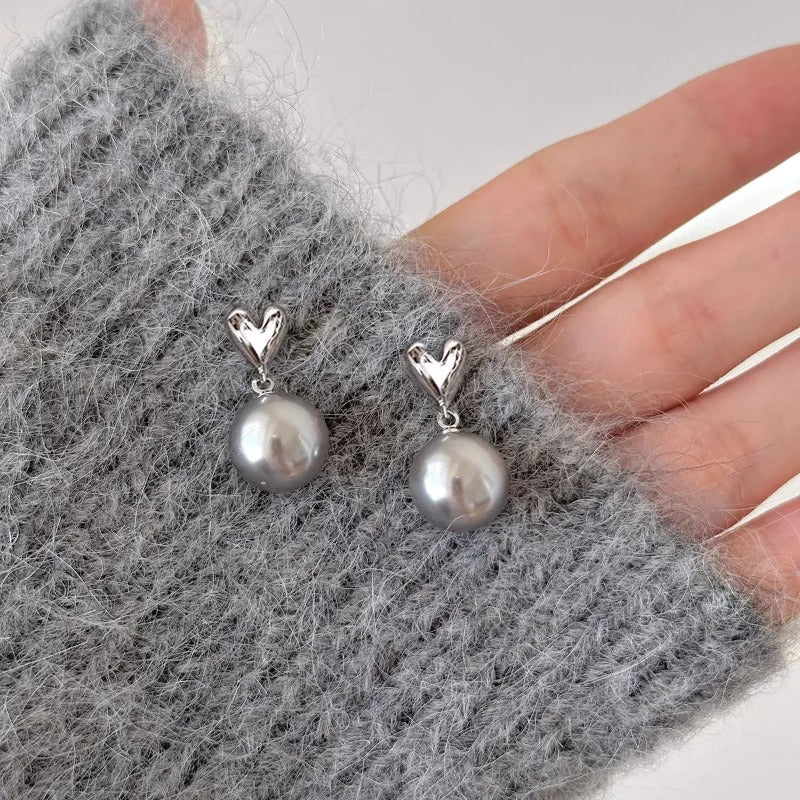 Silver Drop Earrings Hoop Pearl Leaf Vintage Irregular For Women Girl Gift Fashion Jewelry