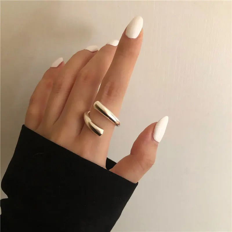 Silver Geometric Multilayer Round Bead Ring Female Fashion Punk Temperament Prevent Allergy Charm Jewelry