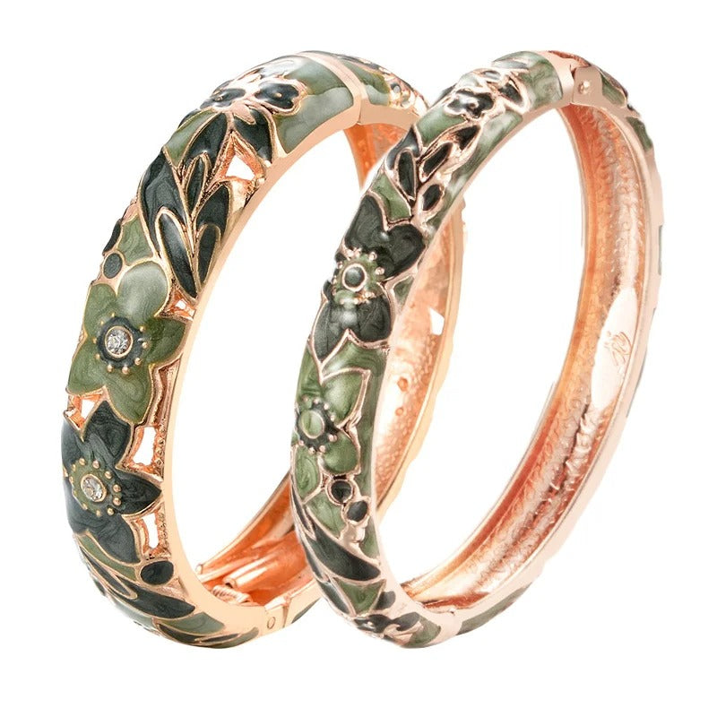 Double Enamel Bangle Set Women Jewelry Indian Dubai Trendy Metal Bracelet