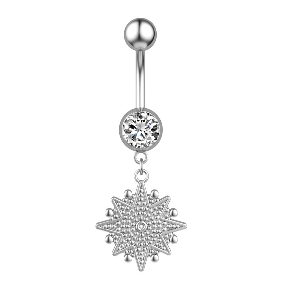 Animal Heart Dangle Belly Button Rings Surgical Steel Curved Navel Barbell Ring Body Jewelry Piercing for Women Girl