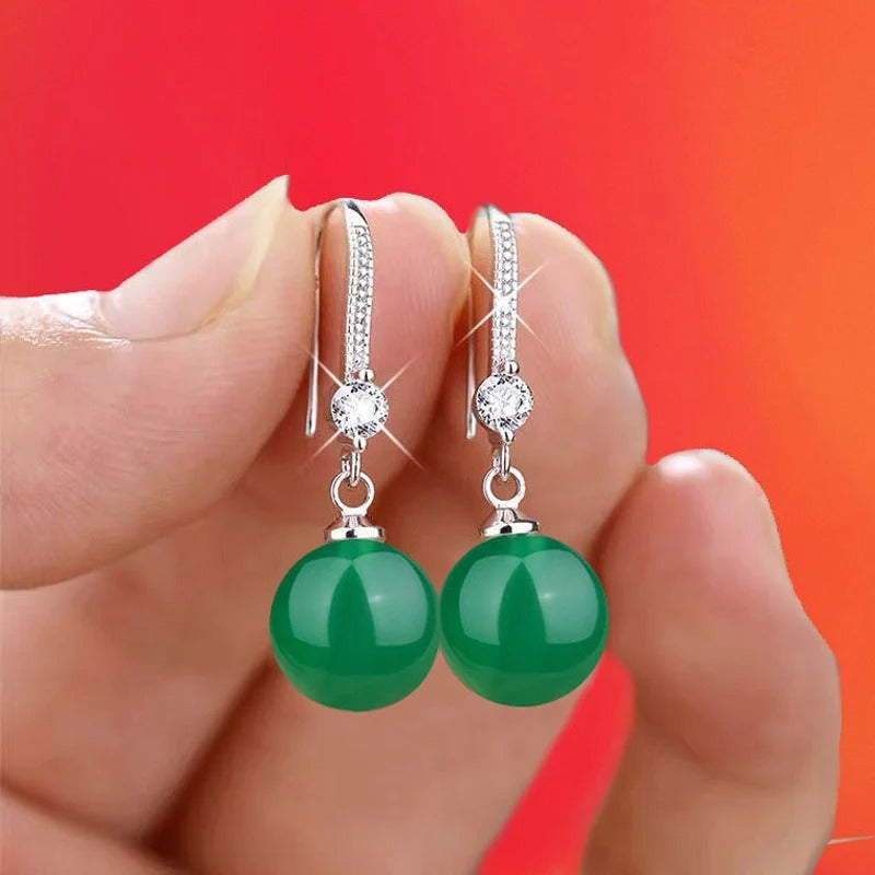 2025 Elegant and Fashionable Women's Water Drop Imitation Pearl Earrings Red and White Round Oval Wedding Jewelry Birthday Gifts