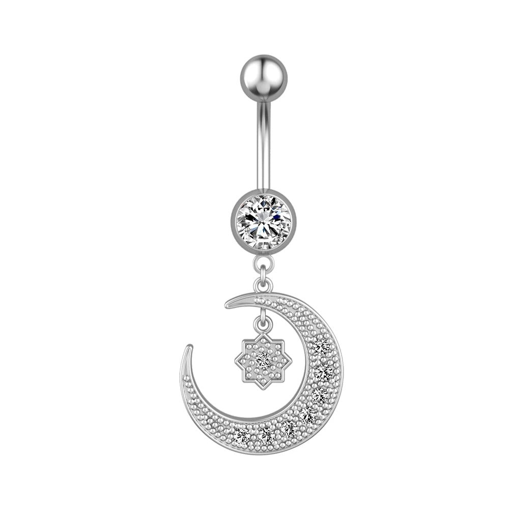 Animal Heart Dangle Belly Button Rings Surgical Steel Curved Navel Barbell Ring Body Jewelry Piercing for Women Girl