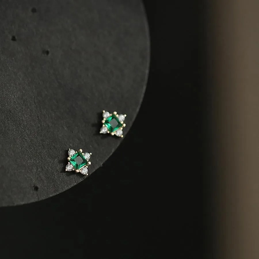 Silver Needle Simple Shiny Zircon Earrings Gold Plating Jewelry Crystal Stud Earrings Women.