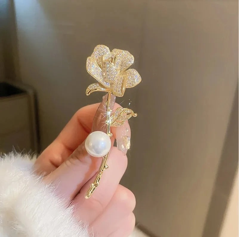 Fashion Green Yellow Leaves Flower Bouquet Wheat Ear Brooch for Women Creative Rhinestone Pin Suit Clothing Jewelry Accessories