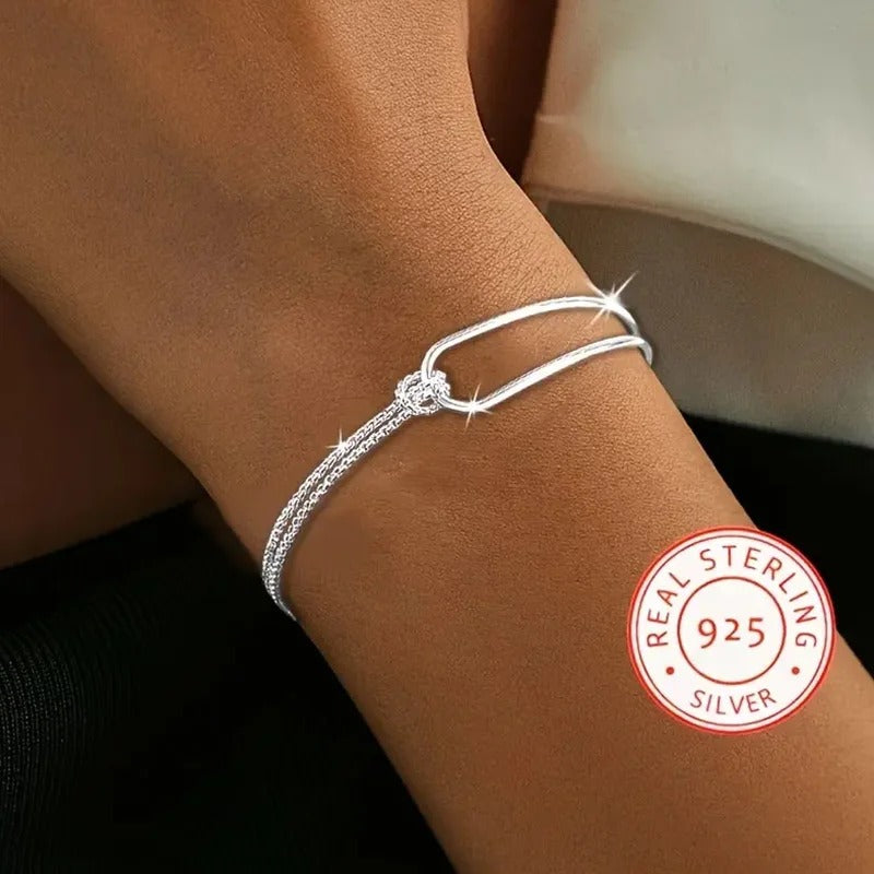 S925 Silver Minimalist Geometric Bracelet – Elegant Women’s Jewelry, Perfect Birthday & Christmas Gift