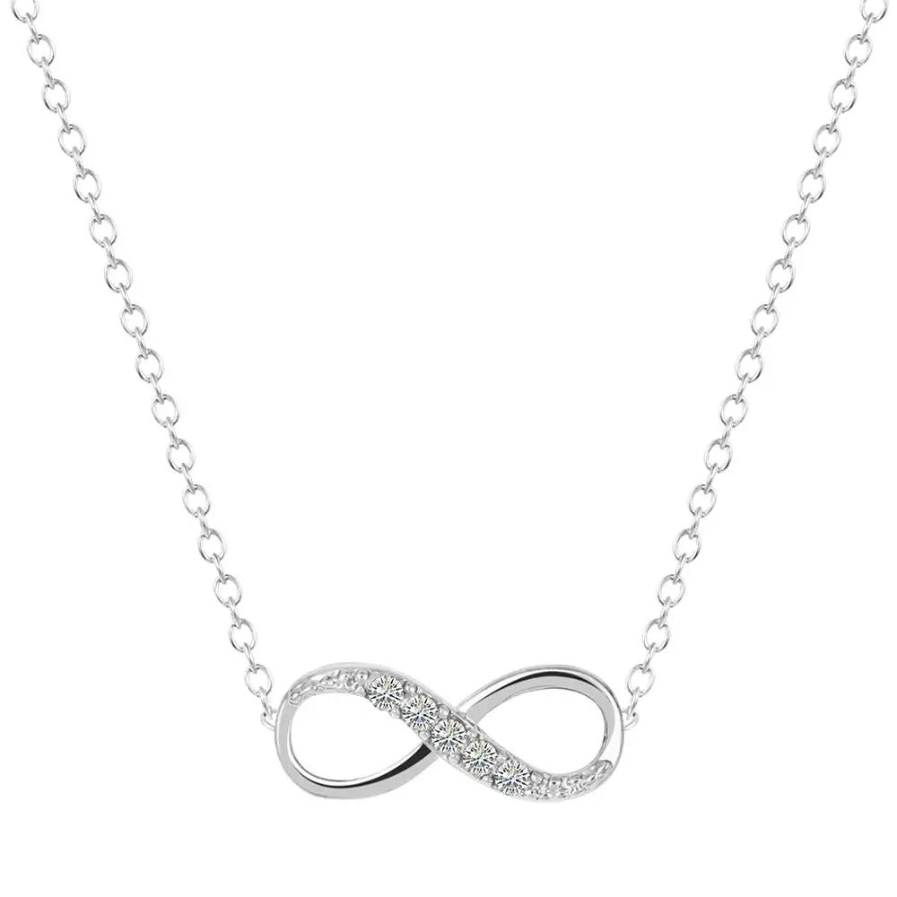 Rhinestone Infinity Pendant Necklaces for Women Crystal Luky Choker Necklace Men's Women's Jewelry