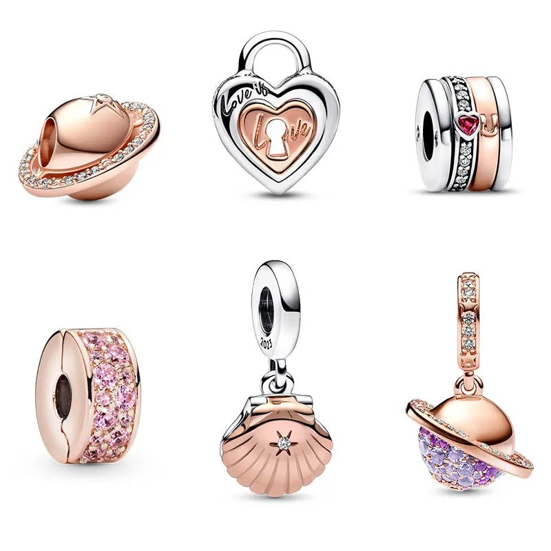 Saturn Heart Shell Charm Pendant Fit Original 3mm Serpentbone Chain DIY