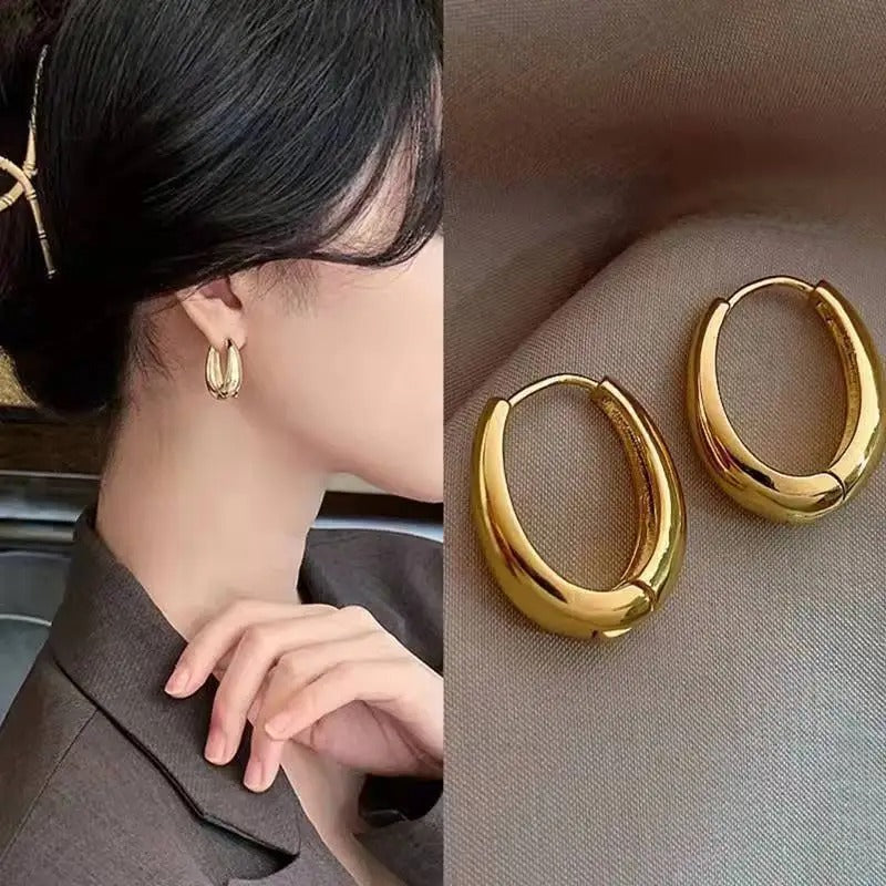 Stylish Vintage Round Stud Earrings Premium Gold Plated Stainless Steel For Women Party