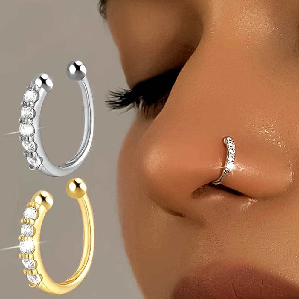 Fashion Copper Fake Nose Rings for Women Hypoallergenic Cartilage Cuff Earrings Nose Piercing Jewelry