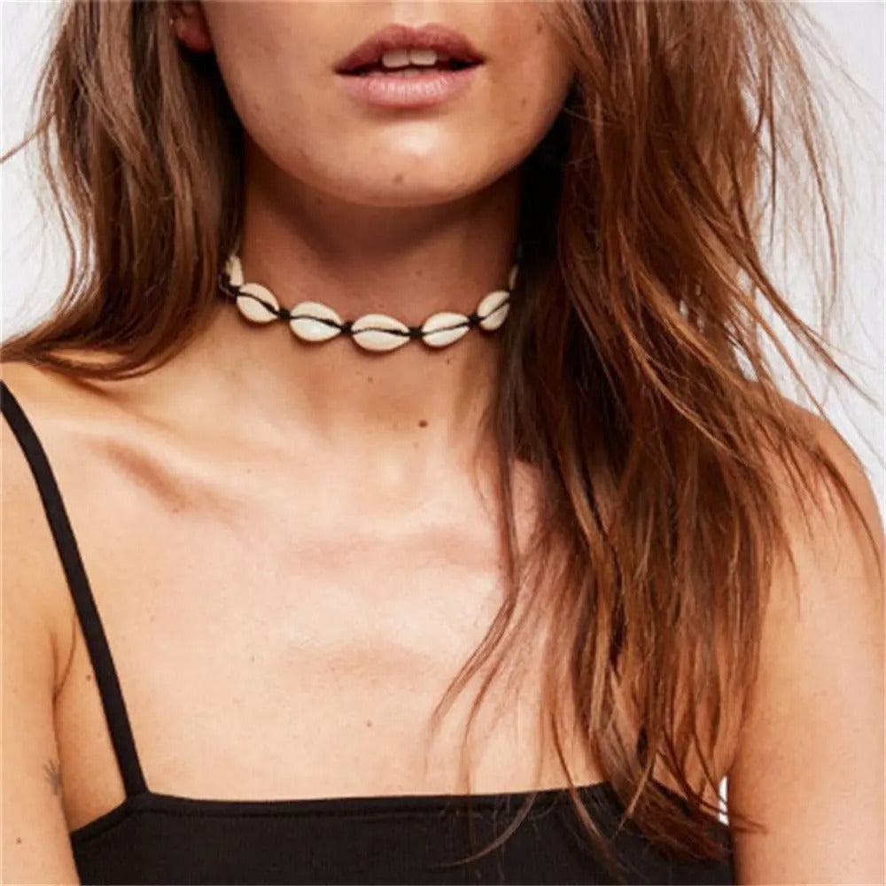 1PC Shell Necklace Braided Handmade Choker Natural Boho Pendant Beach Necklaces For Women