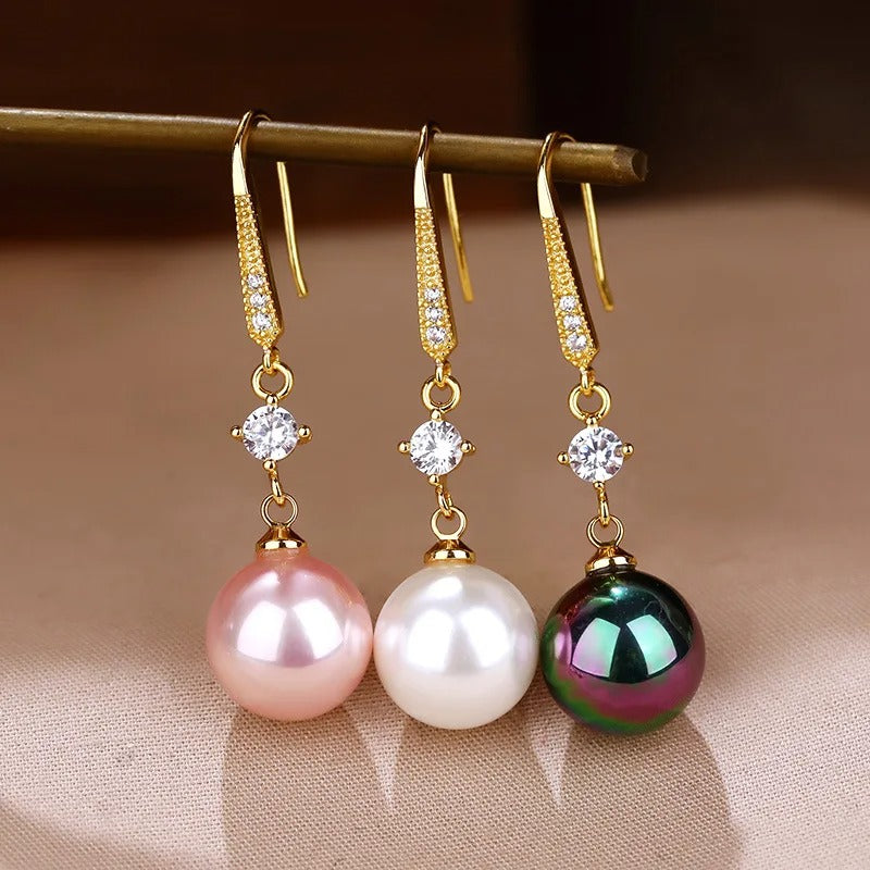 Korean Luxury Zircon Pearl Dangle Earrings for Women Temperament Long Drop Earrings Bridal Engagement Wedding Party Jewelry Gift