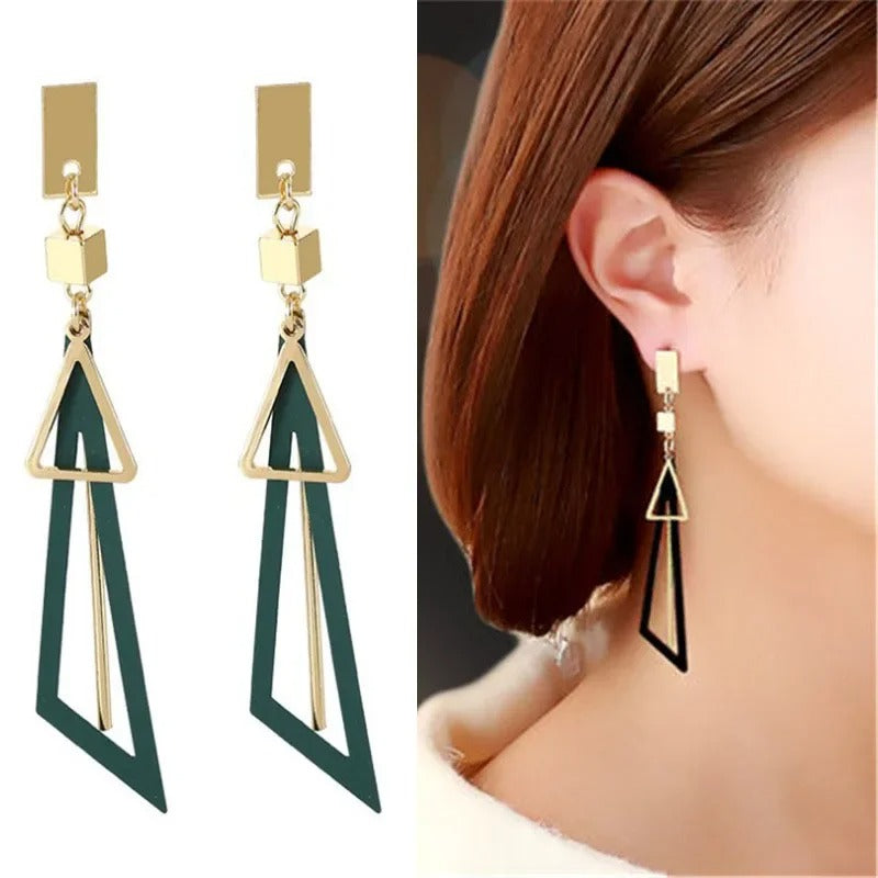 Personality Fashion Triangle Drop Earrings Women Large Hanging Jewelry