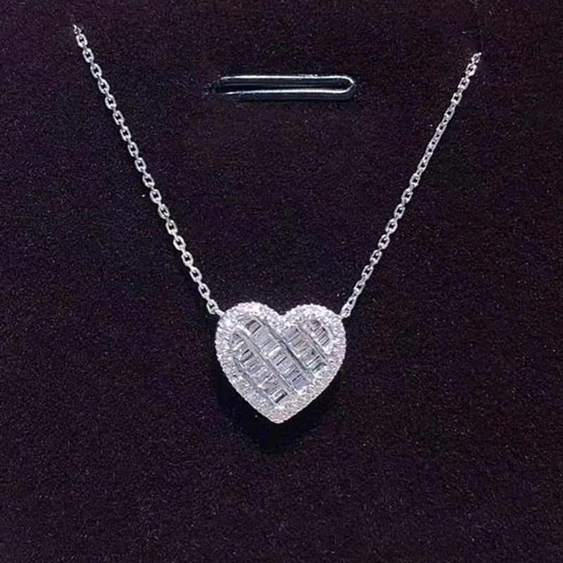 White Cubic Zirconia Love Necklace Women Luxury Silver Plated Romantic Female Wedding Pendant Necklace Fashion Jewelry