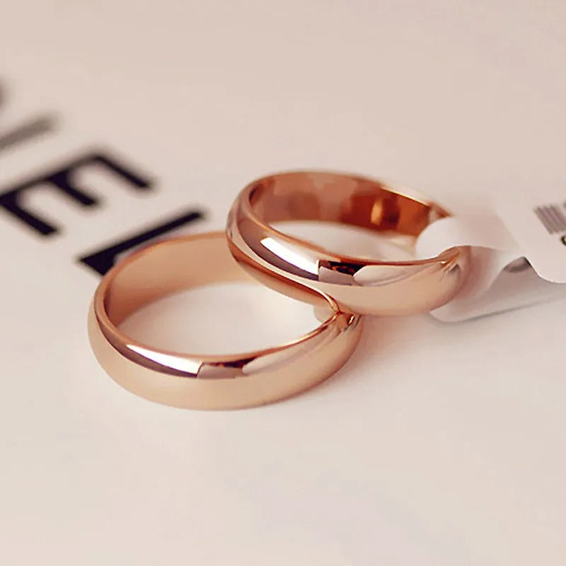 High quality 4mm Simple Ring Fashion Rose Gold Ring Men's and Women's Exclusive Couple Wedding Ring