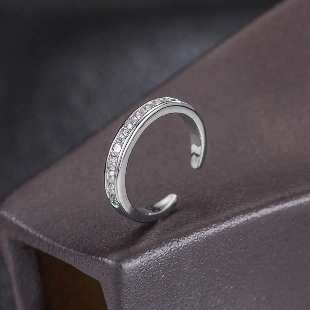 Simple Alloy Crystal Foot Ring Adjustable Opening Toe Ring for Women Girl Summer Beach Vacation Jewelry Finger Ring