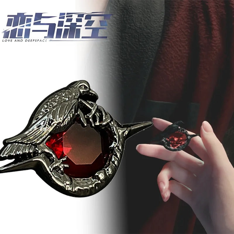Love And Deepspace Sylus Brooch Cosplay Black Crow Badge Pendant Alloy Corsage Pin Jewelry Clothes Backpack Accessory