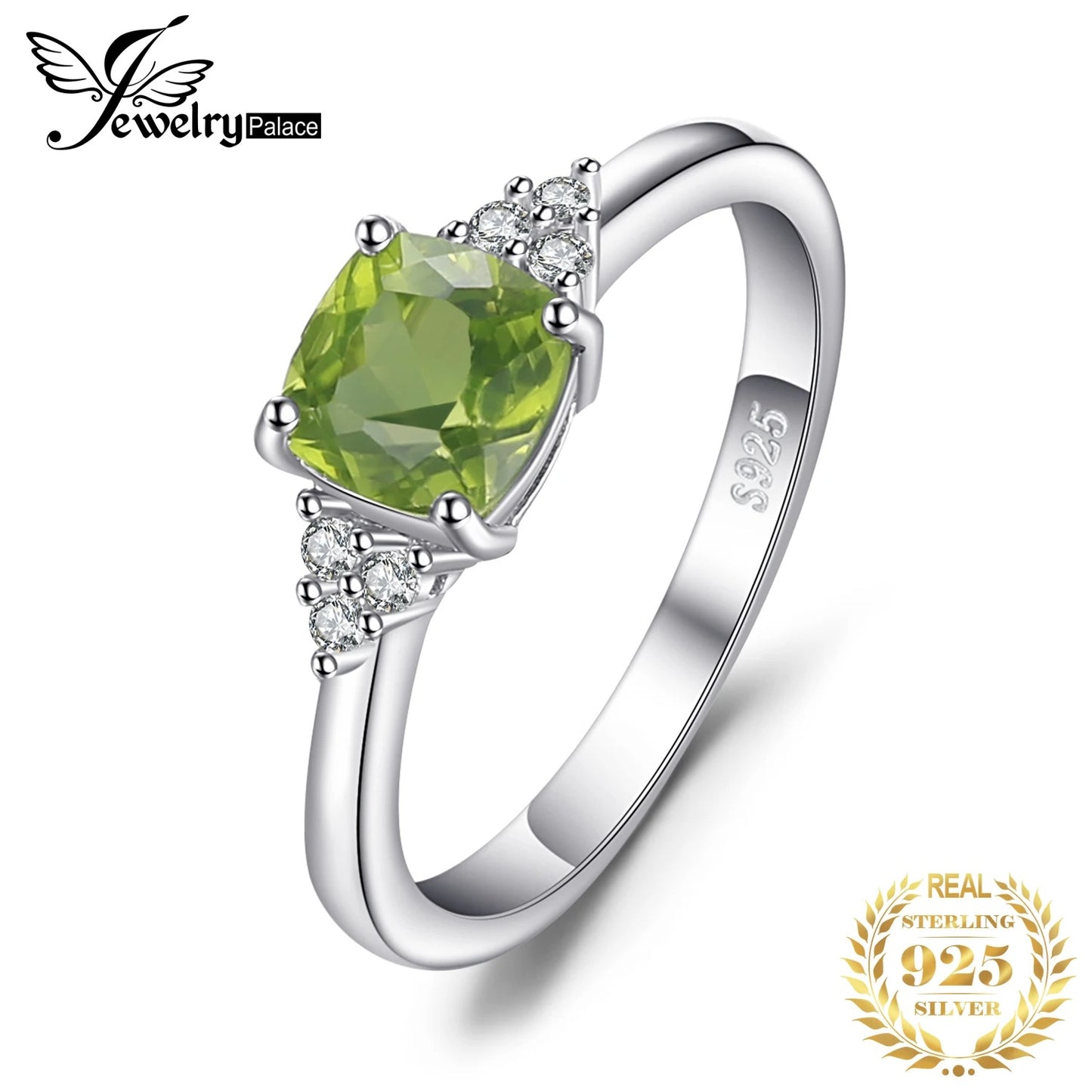 Elegant Natural Peridot 1.1ct Solitaire Ring 925 Sterling Silver Gemstone Jewelry for Women