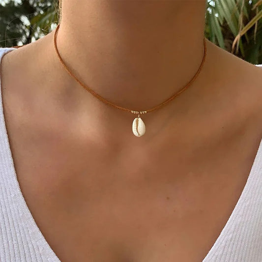 New Boho Summer Jewelry Rope Chain Shell Beads Pendant Necklace For Women Party Wedding Valentine's Gift