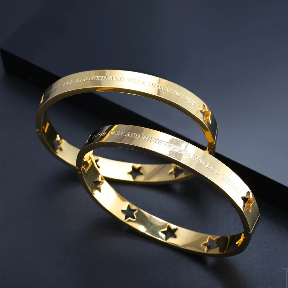 LOVE Fashion Hollow Stars and Carve Bangle STARS ALIGNED BRACELET SET Stainless Steel Waterproof Jewelry for Women 2025