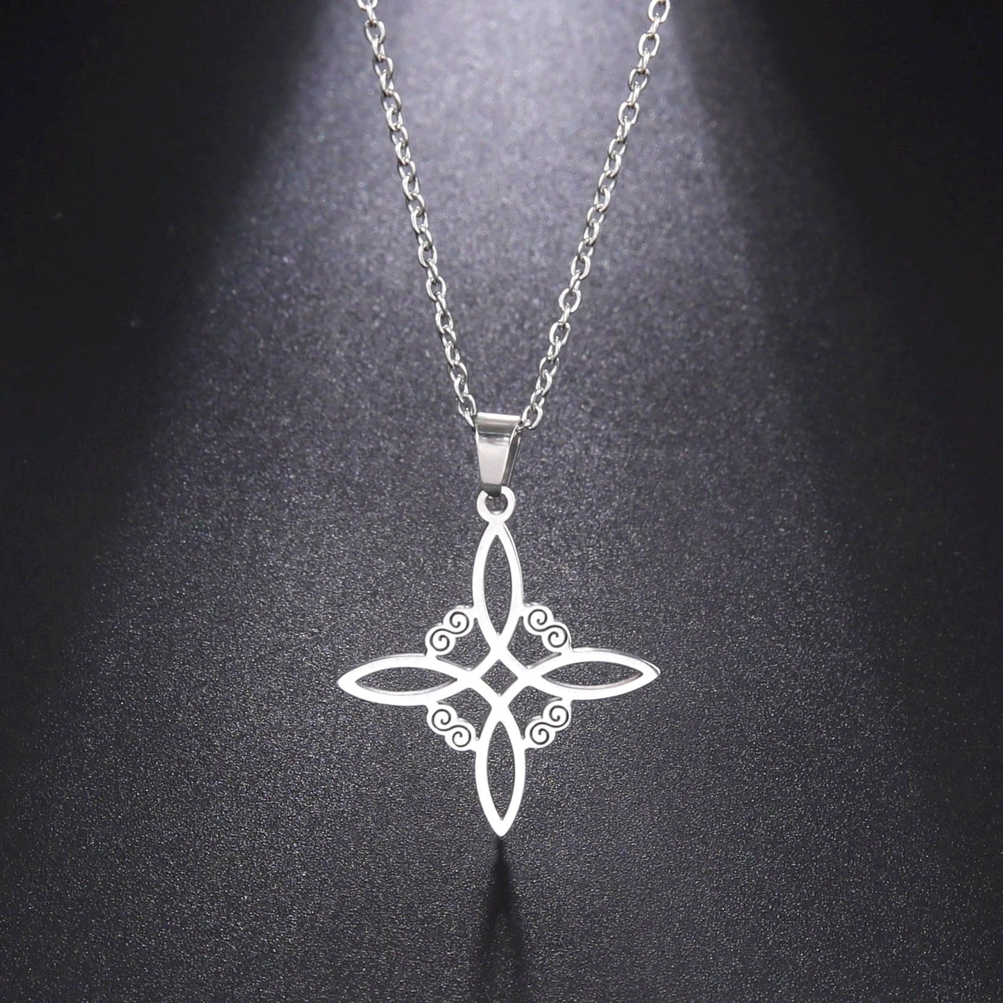 Witchcraft Witch Knot Necklace Stainless Steel Choker Necklaces Vintage Amulet Supernatural Jewelry Gift for Women