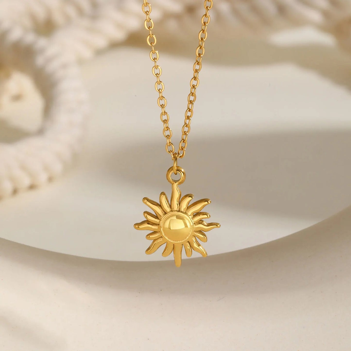Greek Sun Necklace for Women, Stainless Steel Spiral Design Pendant Necklace16inch