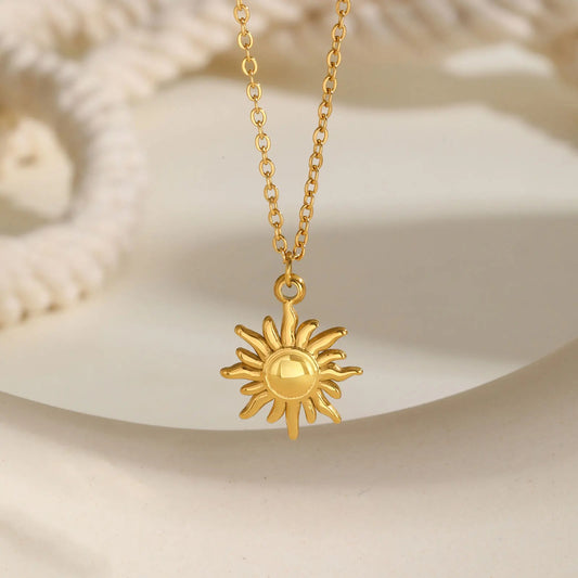 Greek Sun Necklace for Women, Stainless Steel Spiral Design Pendant Necklace16inch
