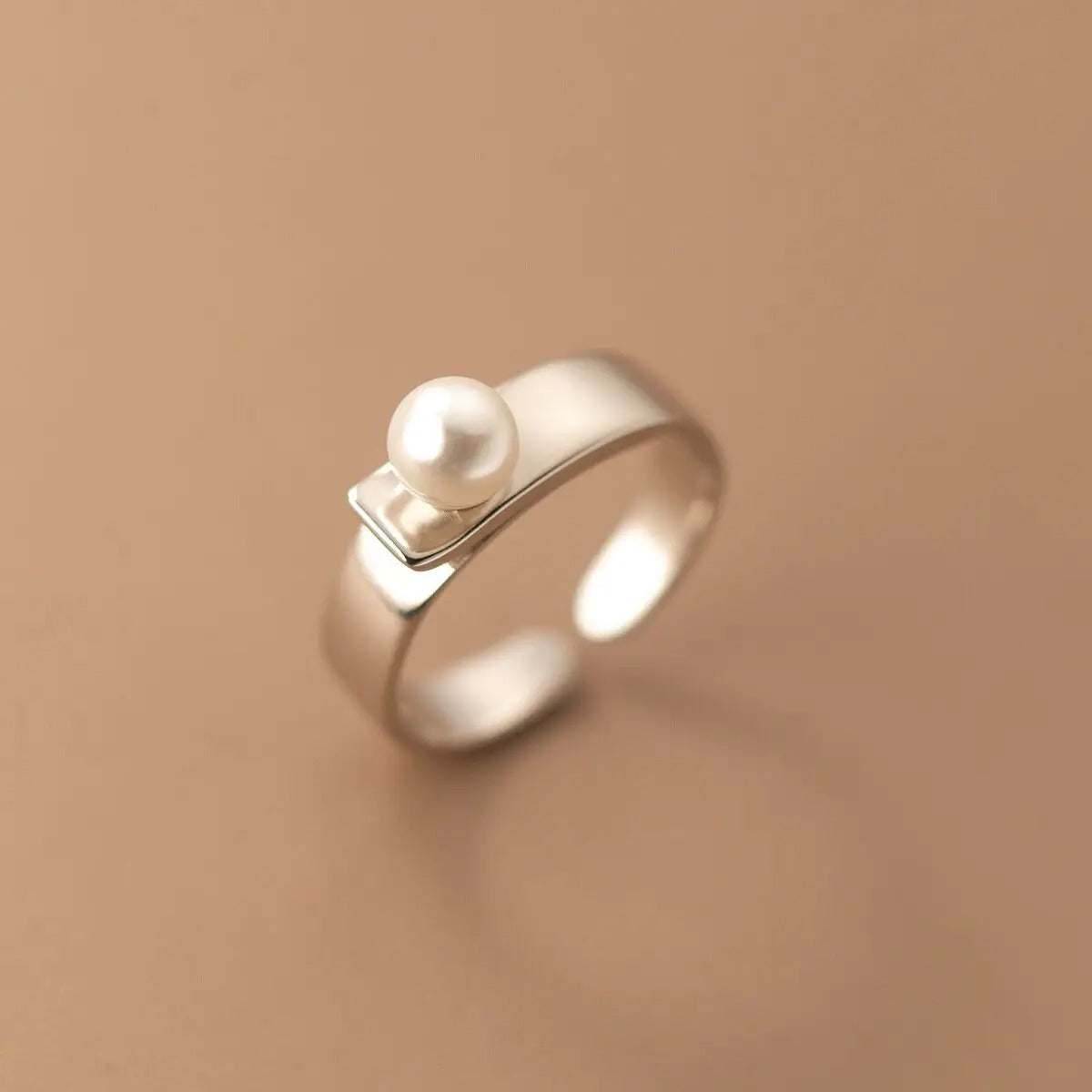 925 Silver Smooth Surface Pearl Rings For Women Wedding Luxury Jewelry Accessories