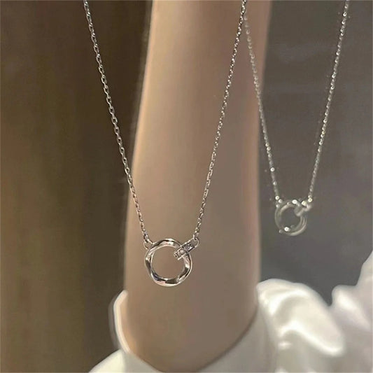 Silver Color Möbius Strip Pendant Necklace Irregular Ring Necklace For Women INS Fashion Jewelry Accessories